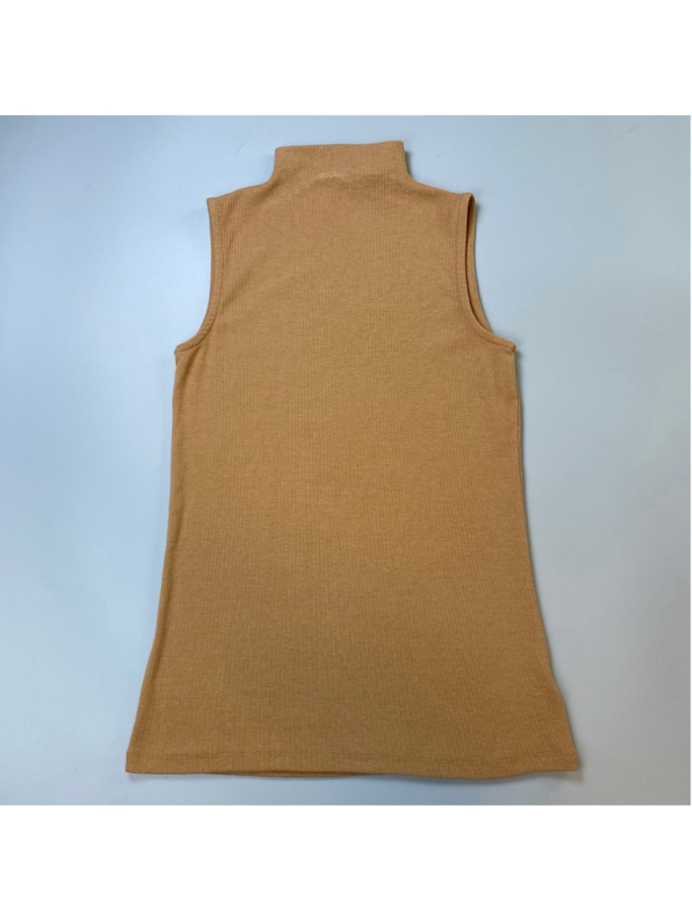 CHRISTIAN SIRIANO Tank Top Medium Camel Brown Ribbed Mock Neck Capsule Minimal